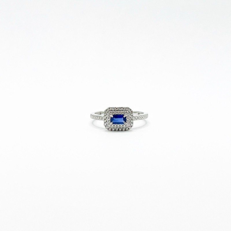 Anillo Cuadro Zafiro Doble Halo De Diamantes – Victoria Fine Jewelry
