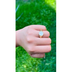 Anillo Ajustable Con San Benito De Madre Perla – Victoria Fine Jewelry