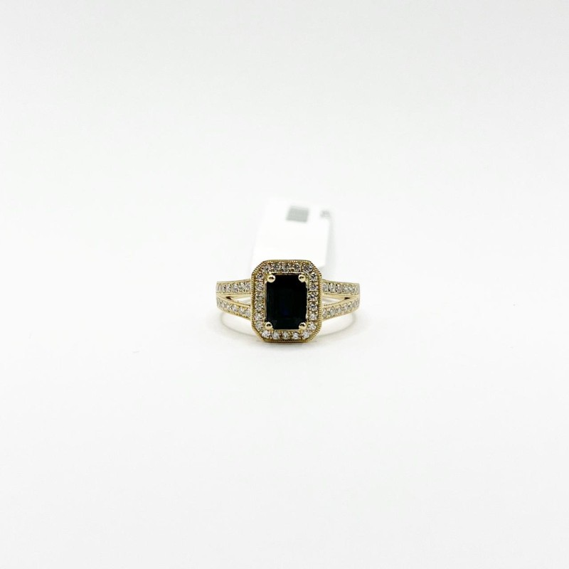 Anillo Cuadro De Zafiro Con Diamantes – Victoria Fine Jewelry