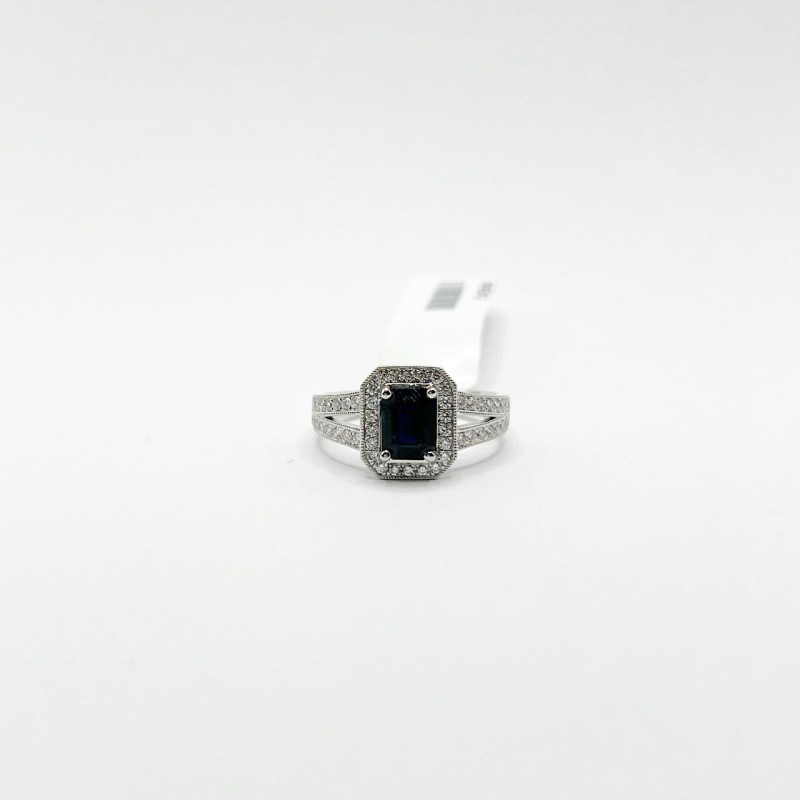 Anillo Cuadro De Zafiro Con Diamantes – Victoria Fine Jewelry