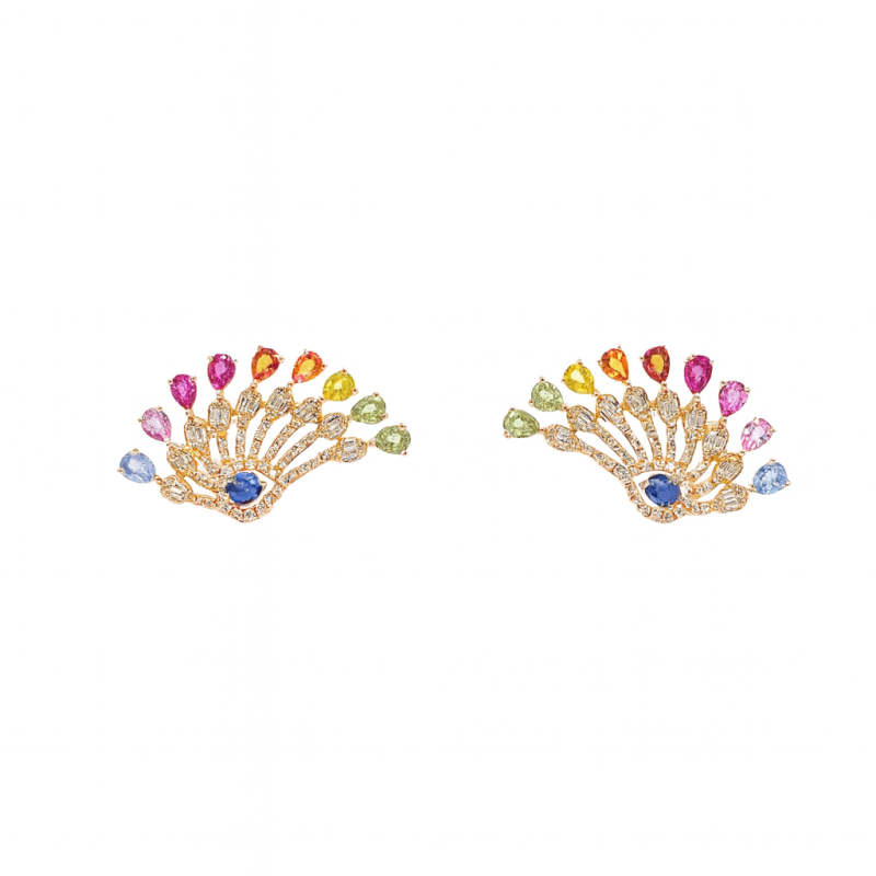 Aretes Abanico Rainbow – Victoria Fine Jewelry