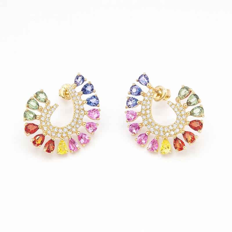 Aretes Abanico Zafiros Raimbow – Victoria Fine Jewelry