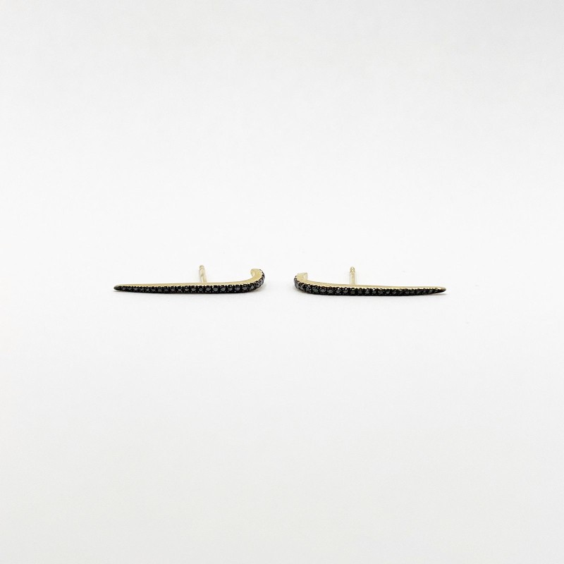 Aretes Bar Post Cuff De Diamante Negro – Victoria Fine Jewelry