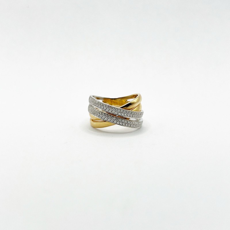 Anillo Líneas Cruzadas Con Diamantes – Victoria Fine Jewelry