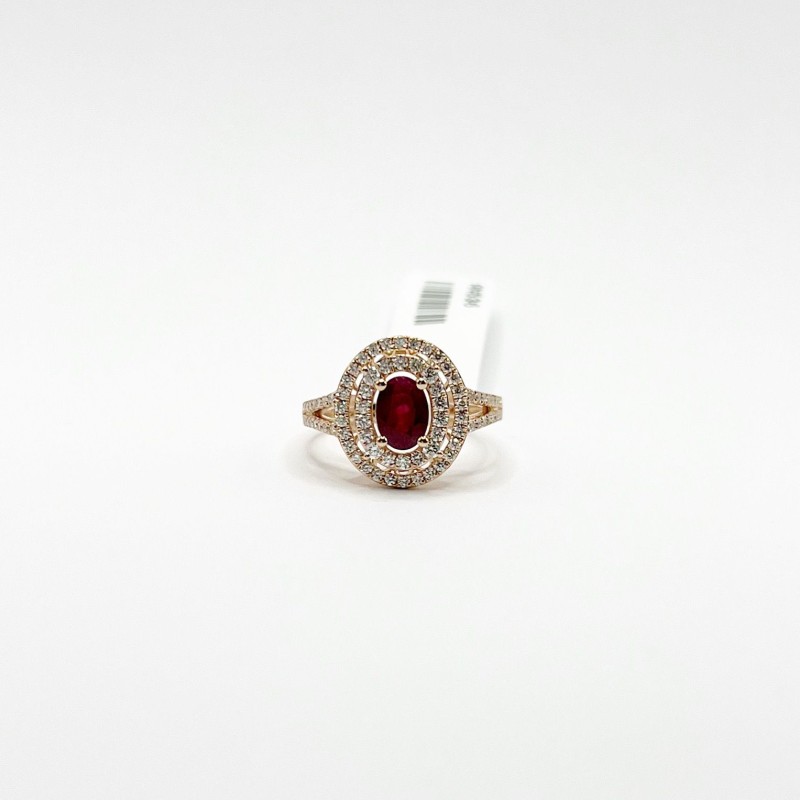 Anillo Oval Rubí Doble Halo De Diamantes – Victoria Fine Jewelry