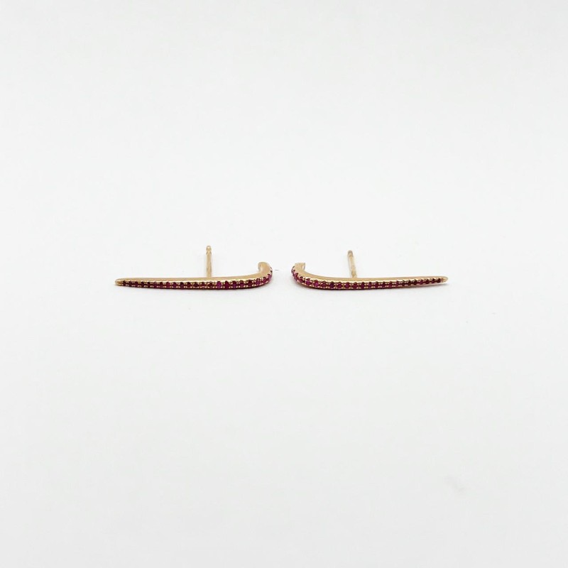 Aretes Bar Post Cuff De Rubí – Victoria Fine Jewelry