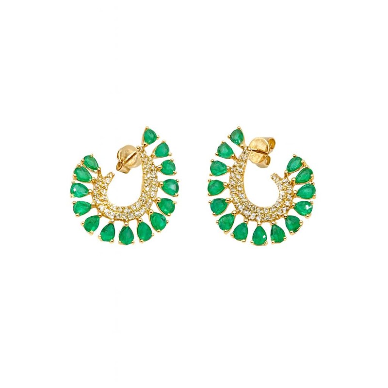 Aretes Abanico De Esmeraldas – Victoria Fine Jewelry