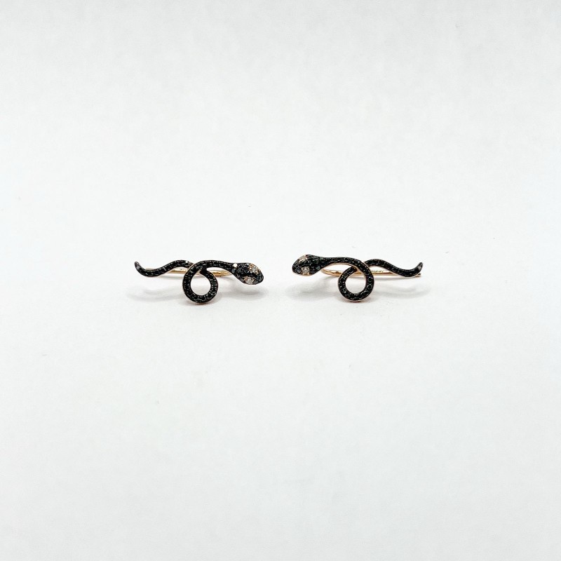 Aretes Climber Serpientes Diamante Negro – Victoria Fine Jewelry