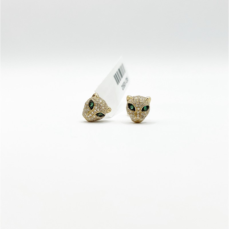 Aretes de Pantera Esmeralda con Diamantes – Victoria Fine Jewelry