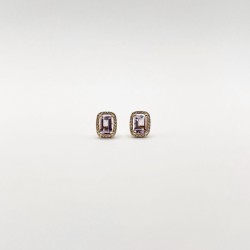 Aretes Cuadro Amatista Rosa Con Halo De Diamantes – Victoria Fine Jewelry