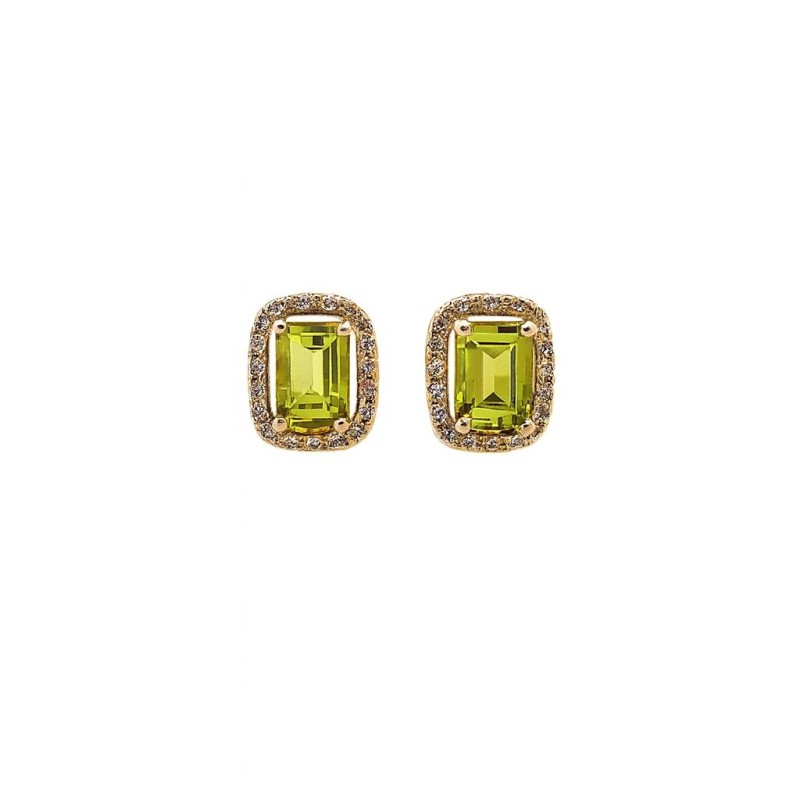 Aretes Cuadro Peridoto Con Halo De Diamantes – Victoria Fine Jewelry
