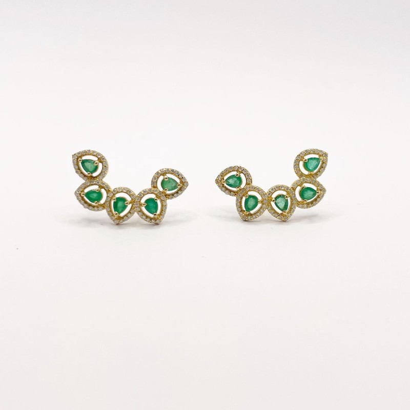 Aretes Media Luna De Esmeraldas – Victoria Fine Jewelry