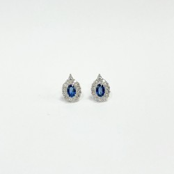 Aretes Oval Zafiro Con Diamantes – Victoria Fine Jewelry