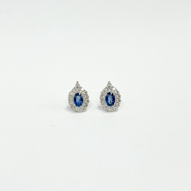 Aretes Oval Zafiro Con Diamantes – Victoria Fine Jewelry