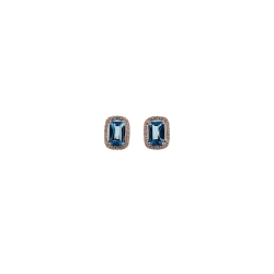 Aretes Cuadro Topacio London Blue Con Halo De Diamantes – Victoria Fine Jewelry
