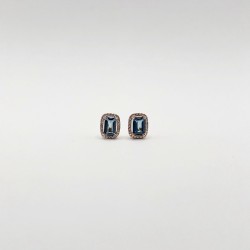Aretes Cuadro Topacio London Blue Con Halo De Diamantes – Victoria Fine Jewelry