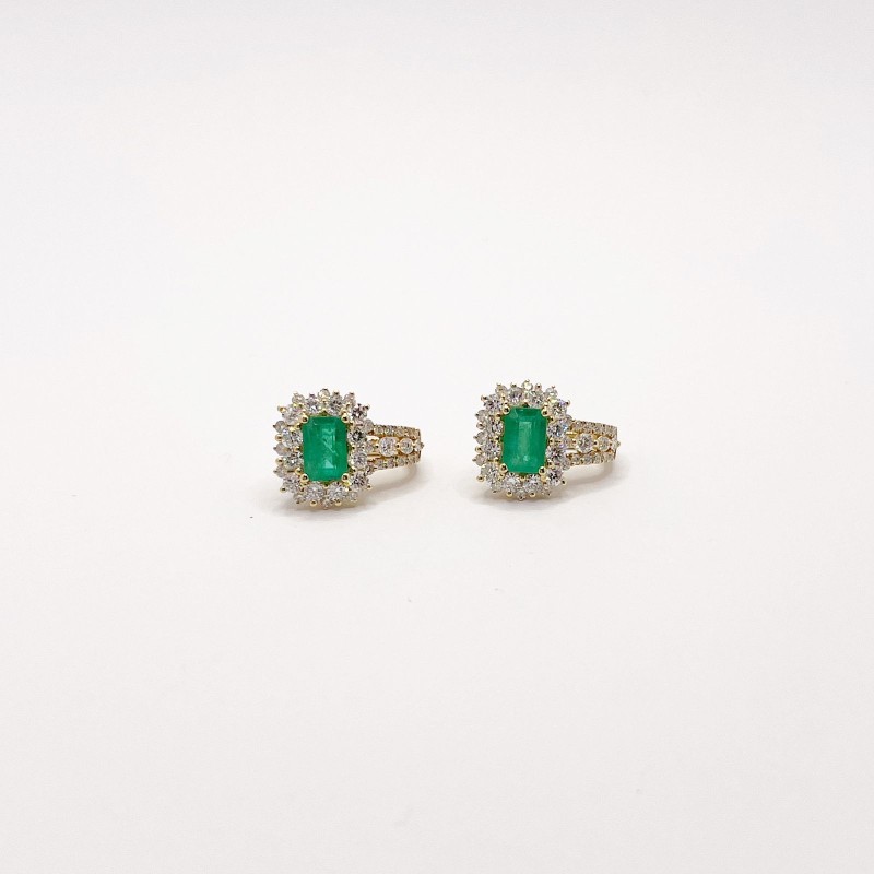 Arracada Cuadro Esmeralda Con Diamantes – Victoria Fine Jewelry