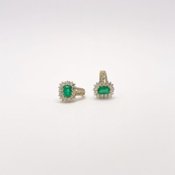 Arracada Cuadro Esmeralda Con Diamantes – Victoria Fine Jewelry