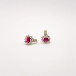Arracada Cuadro Rubí Con Diamantes – Victoria Fine Jewelry