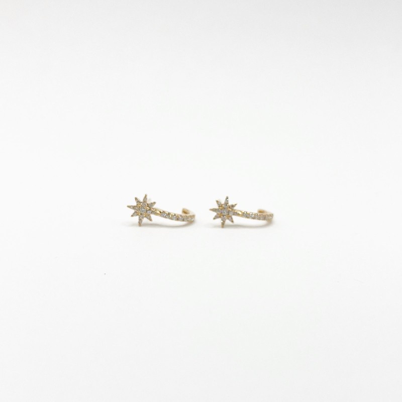Arracada Media Estrella Con Diamantes – Victoria Fine Jewelry