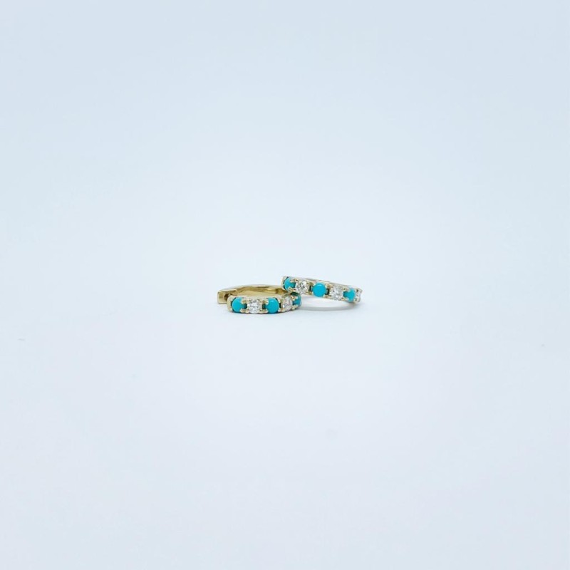 Arracadas De Turquesa Con Diamantes – Victoria Fine Jewelry