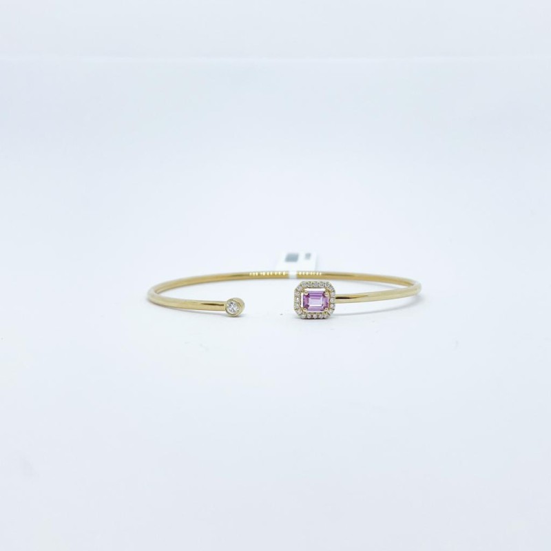 Brazalete Cuadro Zafiro Rosa con Diamante – Victoria Fine Jewelry