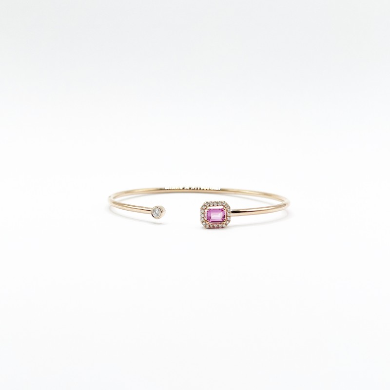 Brazalete Cuadro Zafiro Rosa Con Diamantes – Victoria Fine Jewelry