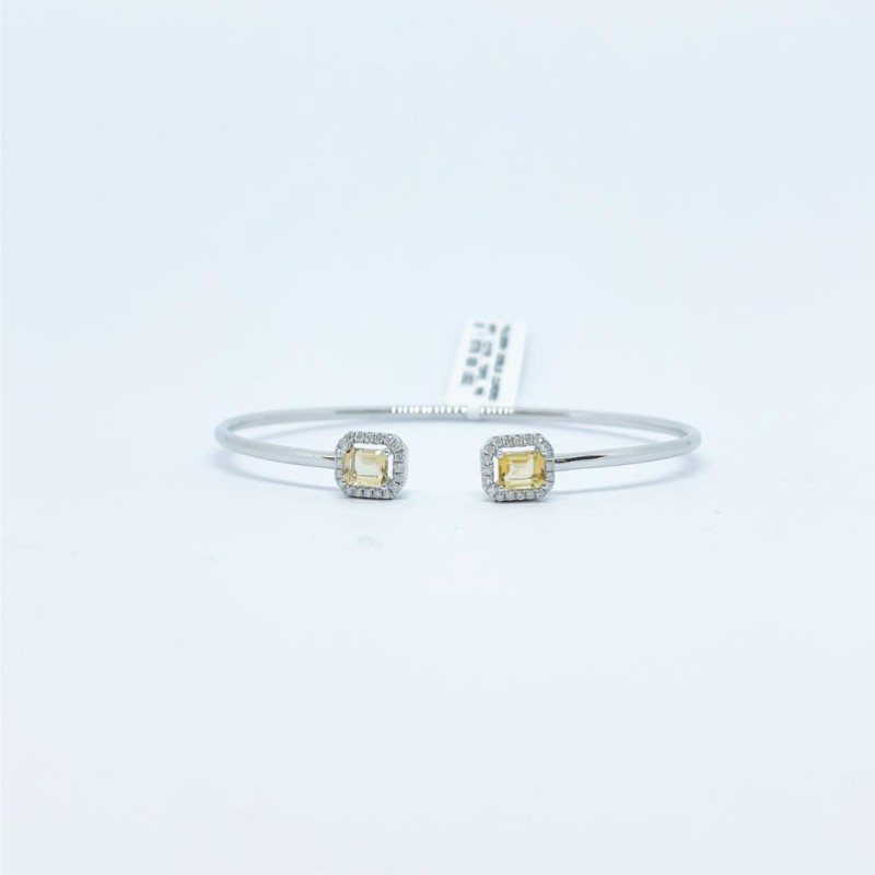 Brazalete Doble Cuadro Citrino con Diamante – Victoria Fine Jewelry