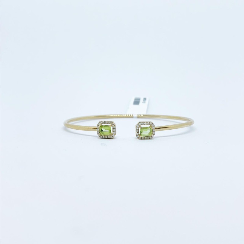 Brazalete Doble Cuadro Peridoto con Diamante – Victoria Fine Jewelry