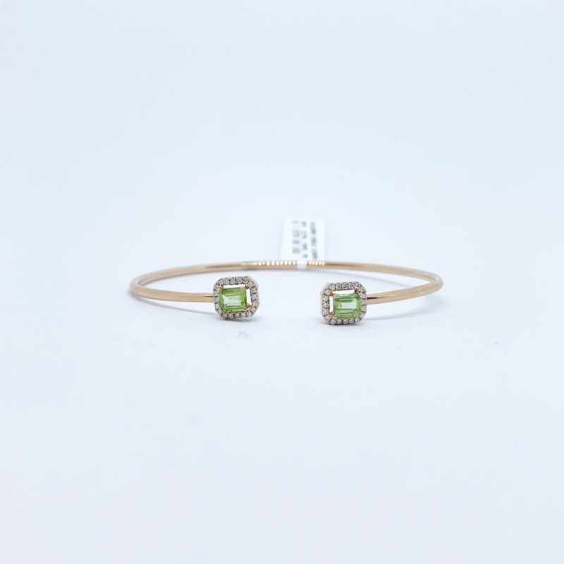 Brazalete Doble Cuadro Peridoto con Diamante – Victoria Fine Jewelry