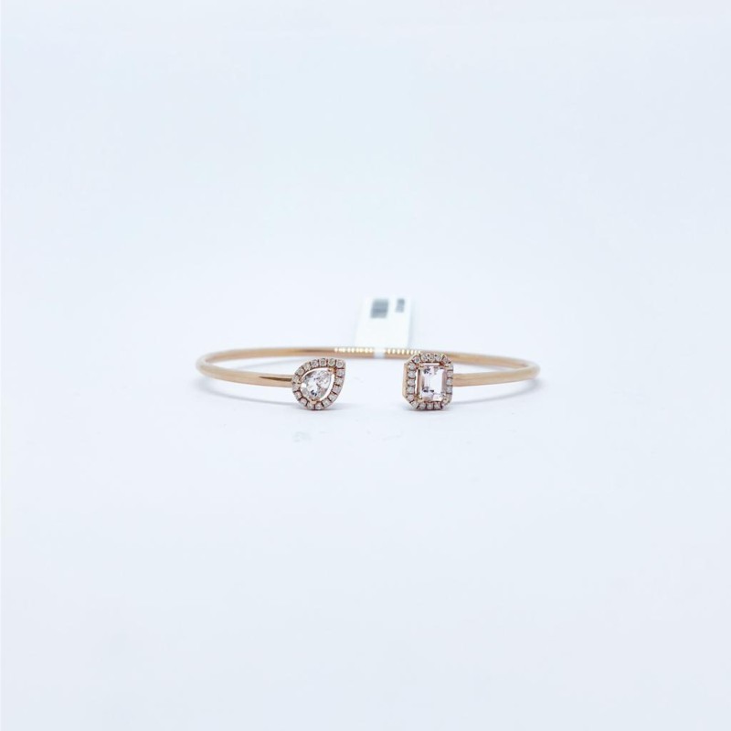 Brazalete Cuadro y Gota Morganita con Diamante – Victoria Fine Jewelry