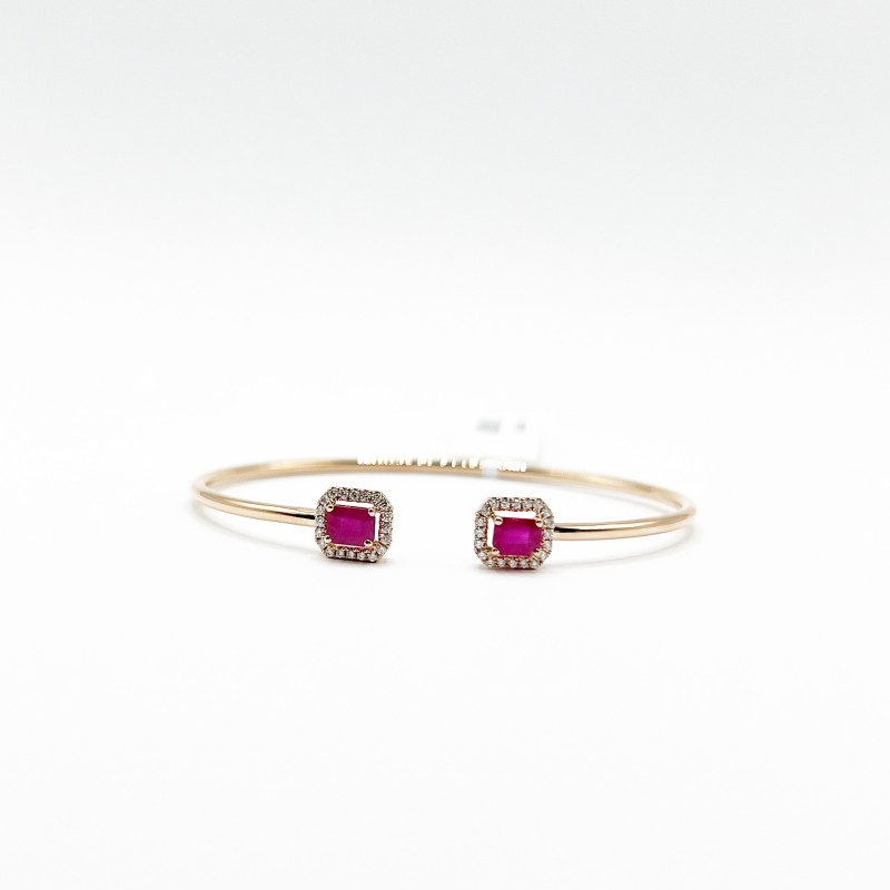 Brazalete Doble Cuadro Rubí Con Diamantes – Victoria Fine Jewelry