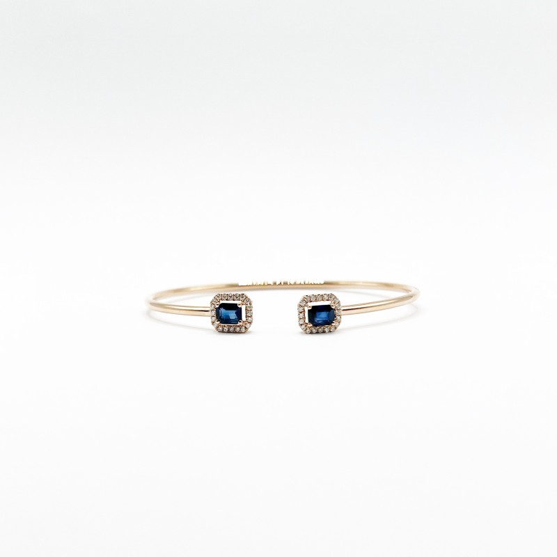 Brazalete Doble Cuadro Zafiro Con Diamantes – Victoria Fine Jewelry