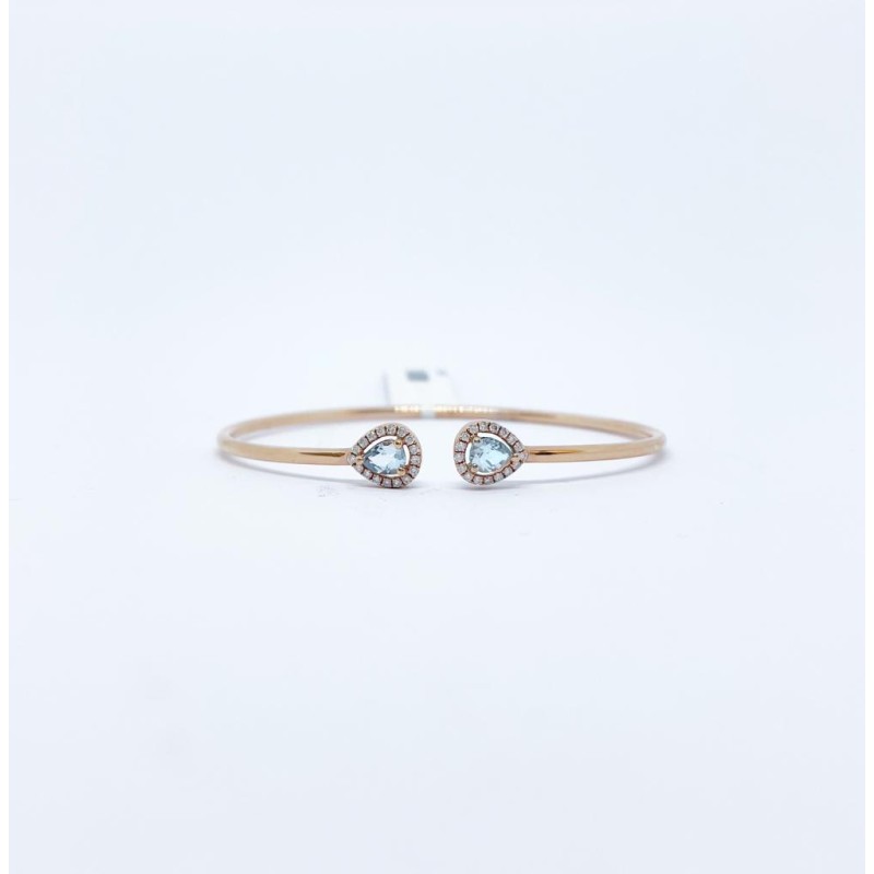 Brazalete Doble Gota Aguamarina con Diamante – Victoria Fine Jewelry