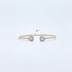 Brazalete Doble Gota Aguamarina y Morganita con Diamante – Victoria Fine Jewelry