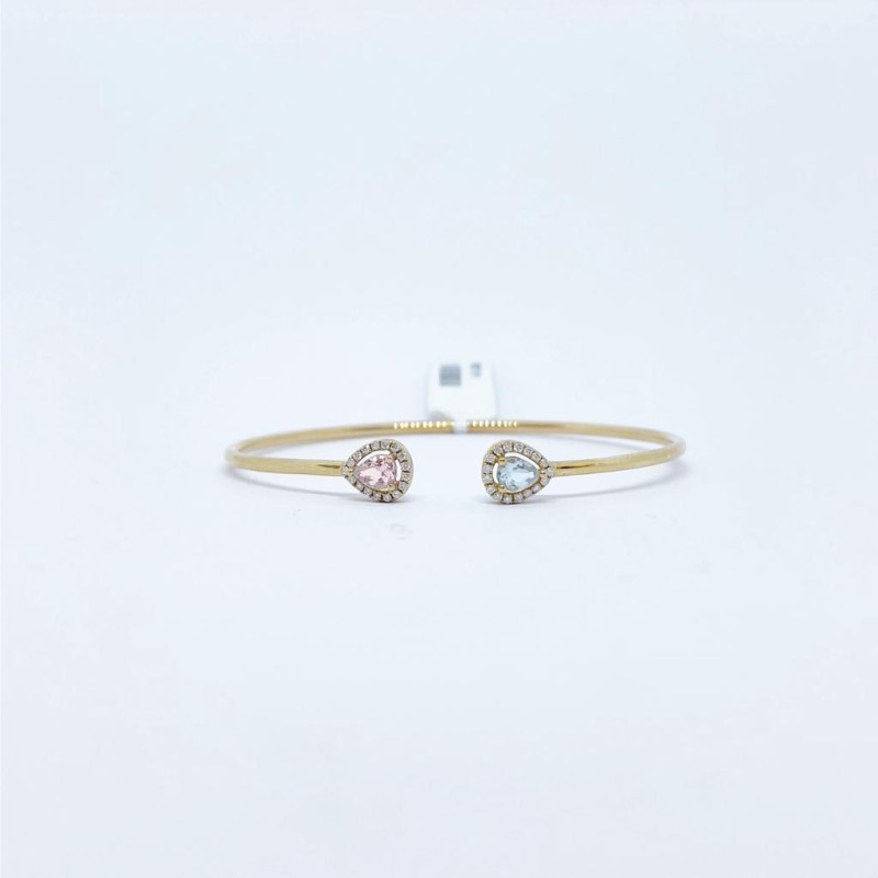 Brazalete Doble Gota Aguamarina y Morganita con Diamante – Victoria Fine Jewelry