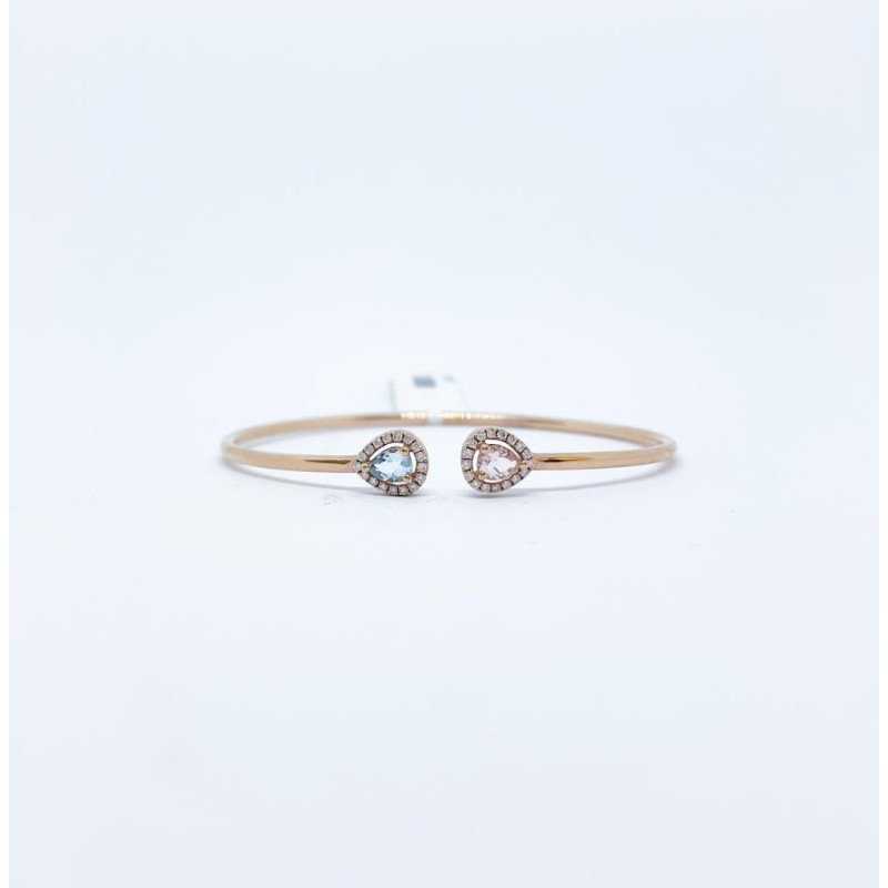 Brazalete Doble Gota Aguamarina y Morganita con Diamante – Victoria Fine Jewelry