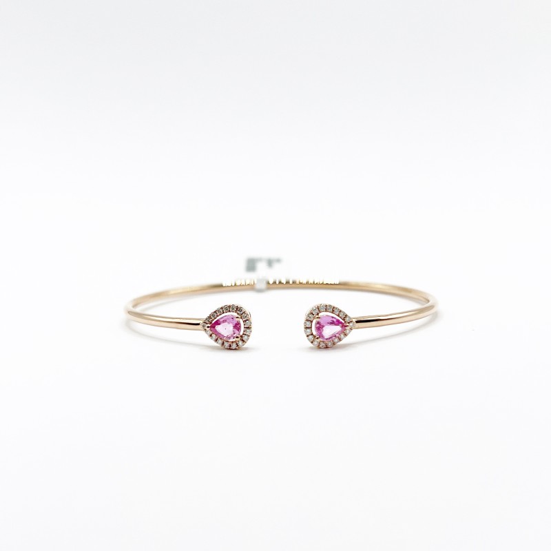 Brazalete Doble Gota Zafiro Rosa Con Diamantes – Victoria Fine Jewelry