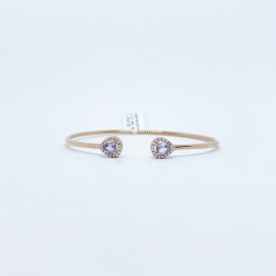 Brazalete Doble Gota Amatista Rosa con Diamante – Victoria Fine Jewelry