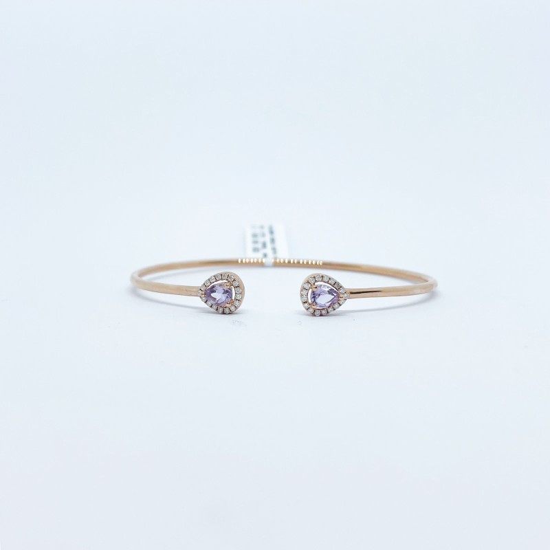 Brazalete Doble Gota Amatista Rosa con Diamante – Victoria Fine Jewelry