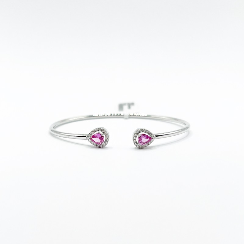 Brazalete Doble Gota Zafiro Rosa Con Diamantes – Victoria Fine Jewelry