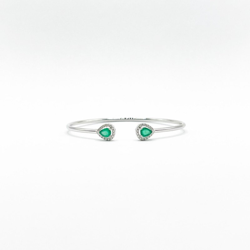 Brazalete Doble Gota Esmeralda Con Diamantes – Victoria Fine Jewelry
