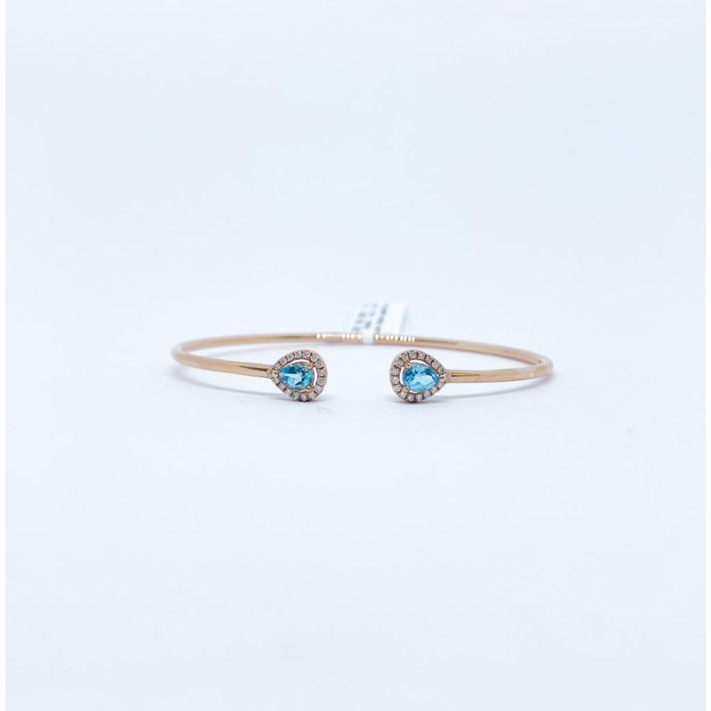 Brazalete Doble Gota Topacio Azul con Diamante – Victoria Fine Jewelry