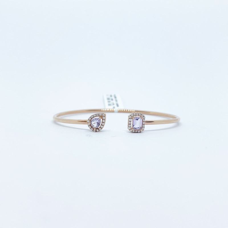 Brazalete Gota y Cuadro Amatista Rosa con Diamante – Victoria Fine Jewelry