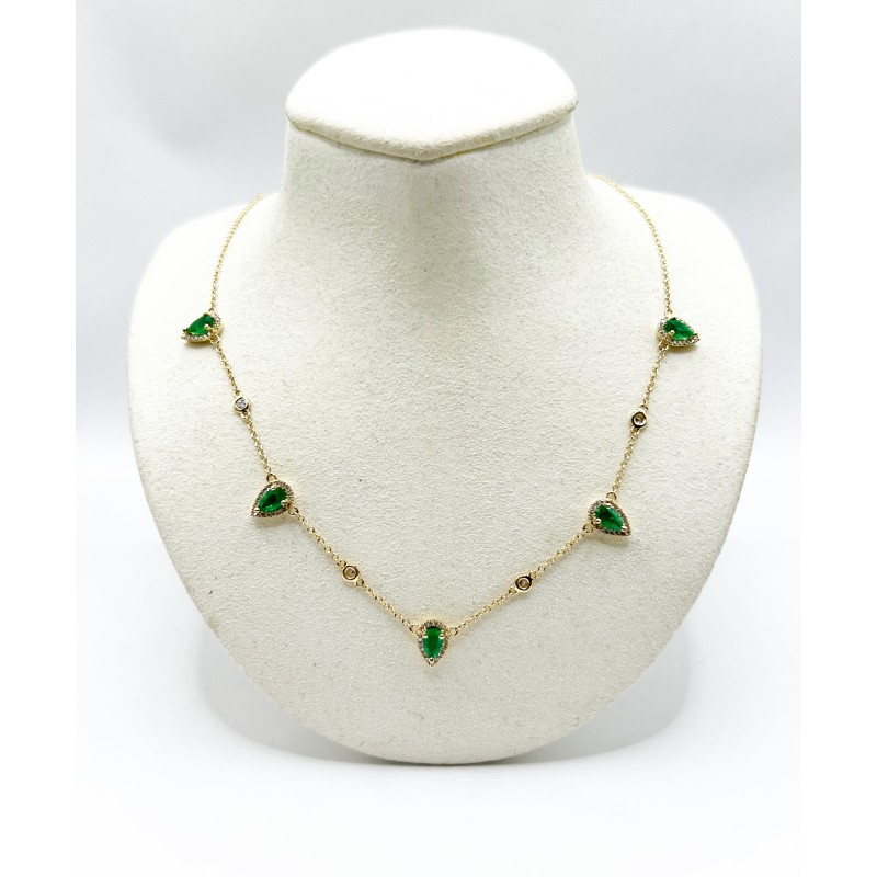 Collar 5 Gotas Esmeralda con Diamantes – Victoria Fine Jewelry