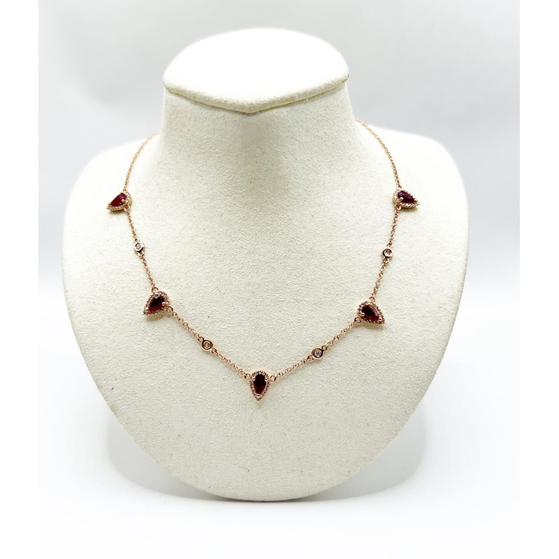 Collar 5 Gotas Rubí con Diamantes – Victoria Fine Jewelry