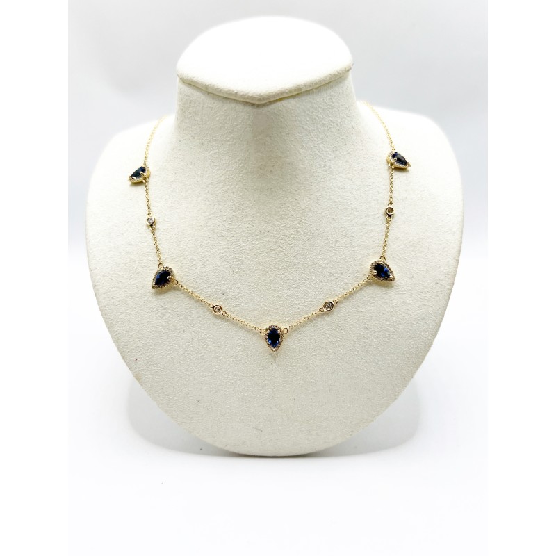 Collar 5 Gotas Zafiro con Diamantes – Victoria Fine Jewelry