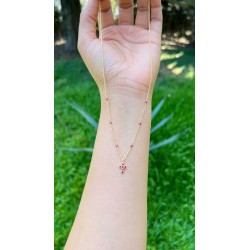 Collar Cruz Con Zirconias Rojas – Victoria Fine Jewelry