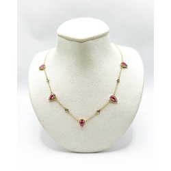 Collar 5 Gotas Zafiro Rosa con Diamantes – Victoria Fine Jewelry