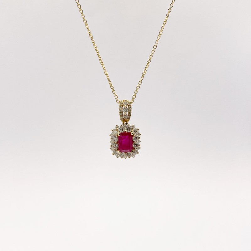 Collar Cuadro Rubí Con Diamantes – Victoria Fine Jewelry